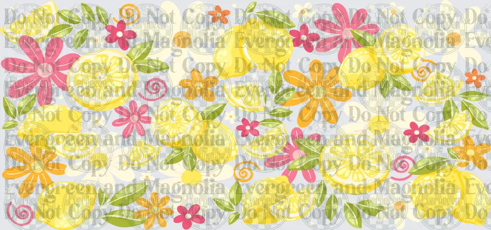 Bright Lemon Slices Pink Orange Floral Summer Pattern