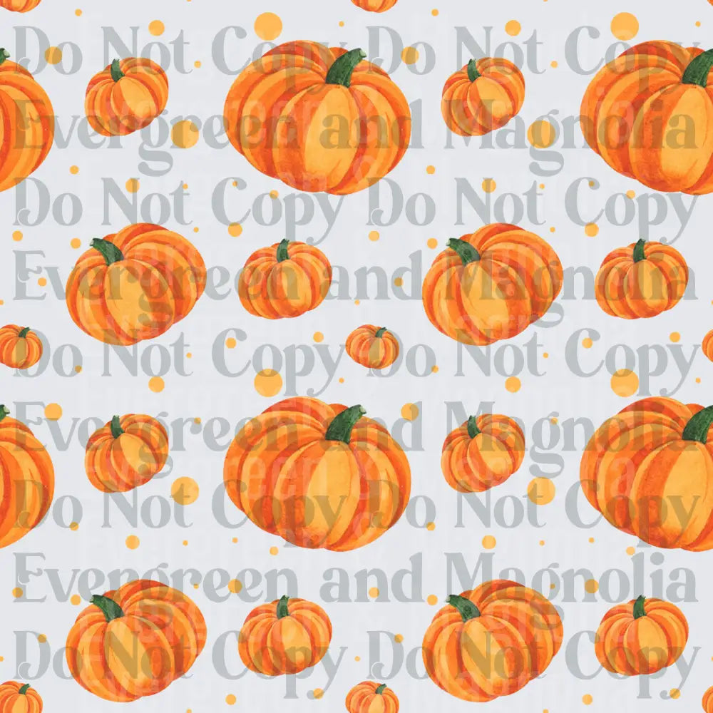 Watercolor Orange Pumpkins & Polka Dots Fall Pattern