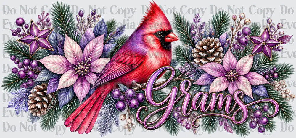 Grams Red Cardinal Purple Poinsettia Winter Floral