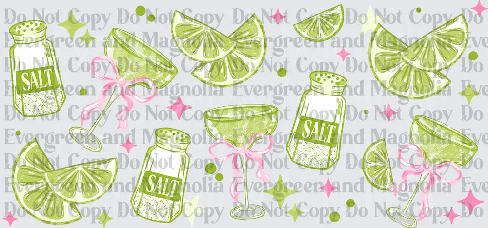 Margarita Glass Pink Bow Lime Salt Shaker Pattern