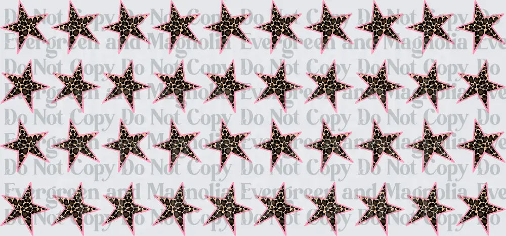 Leopard Print Stars Pink Outline Seamless Pattern
