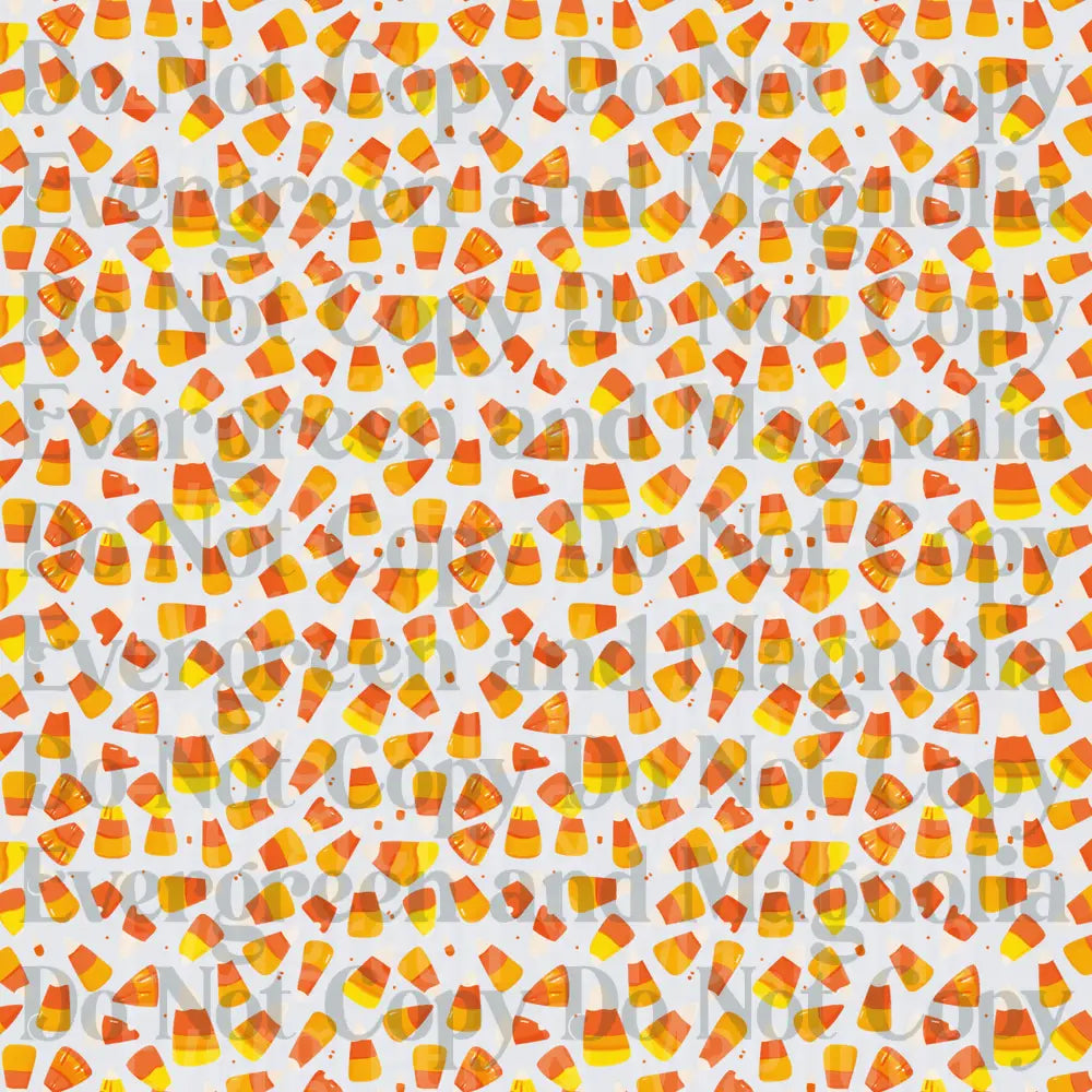 Halloween Candy Corn Tossed Pattern White Background