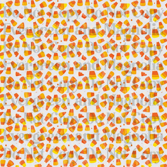 Halloween Candy Corn Tossed Pattern White Background