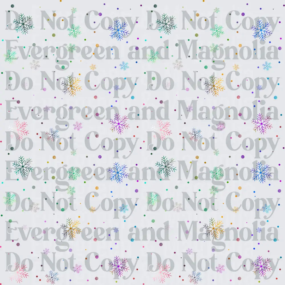 Colorful Rainbow Snowflakes and Dots Scatter Pattern