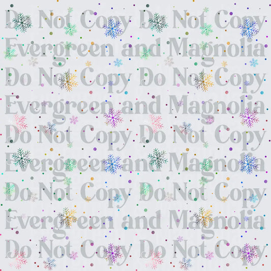 Colorful Rainbow Snowflakes and Dots Scatter Pattern