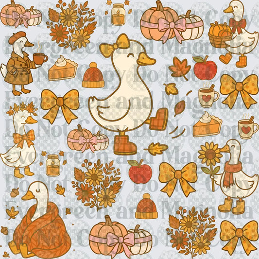 Autumn Geese Fall Pumpkins Sunflowers Bows Bundle Sheet