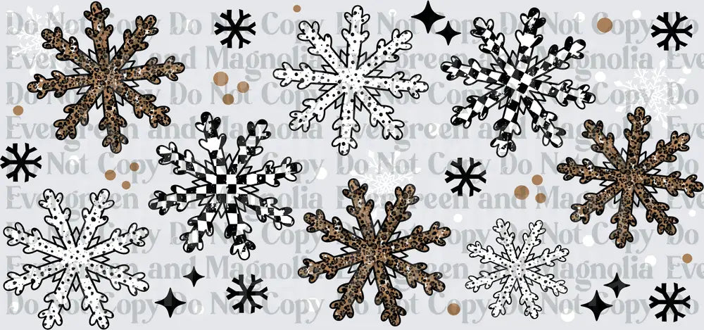 Leopard Print Checkered Snowflake Winter Cluster
