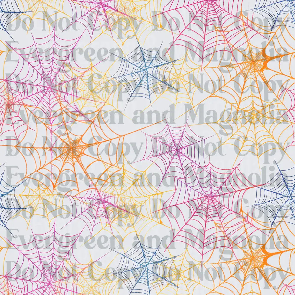 Colorful Spiderweb Seamless Pattern Pink Orange Blue