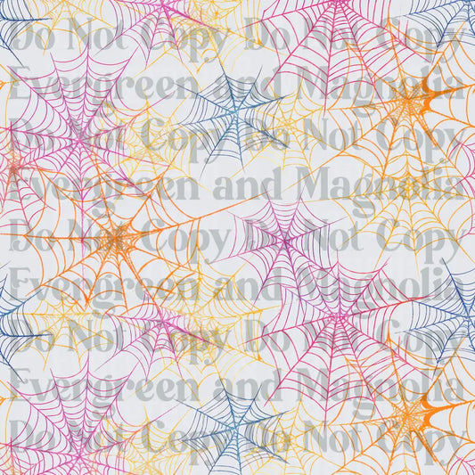 Colorful Spiderweb Seamless Pattern Pink Orange Blue