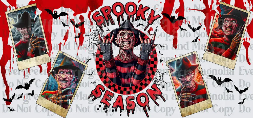 Spooky Season Scarred Slasher Horror Icon Polaroid Collage