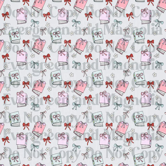 Coquette Books Bows Floral Pattern Pink Mint Red