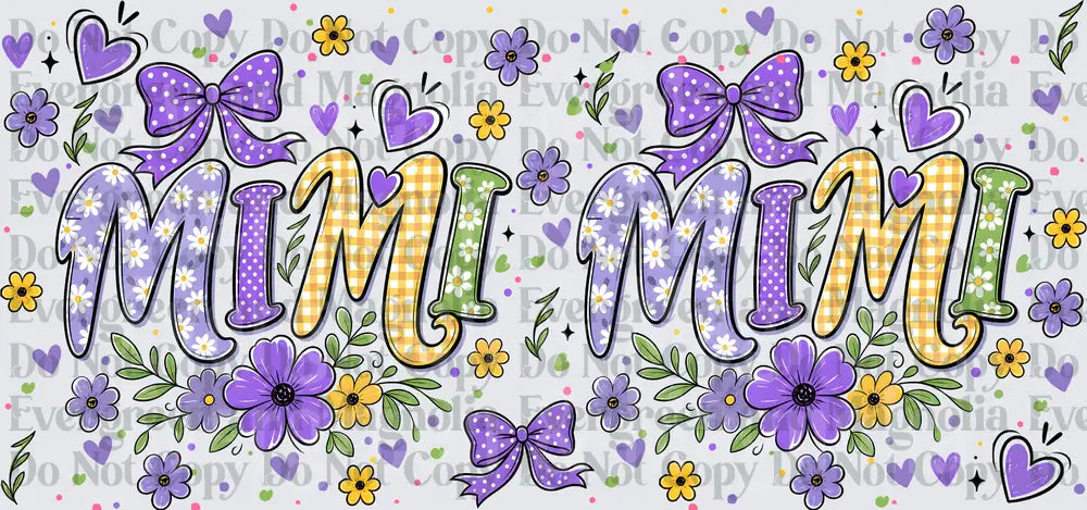 Mimi Floral Bow Purple Yellow Patterned Letter Design