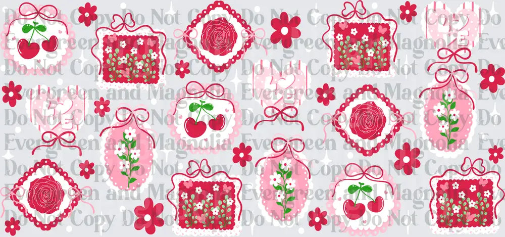 Coquette Cherry Rose Floral Bow Lace Valentine Collage