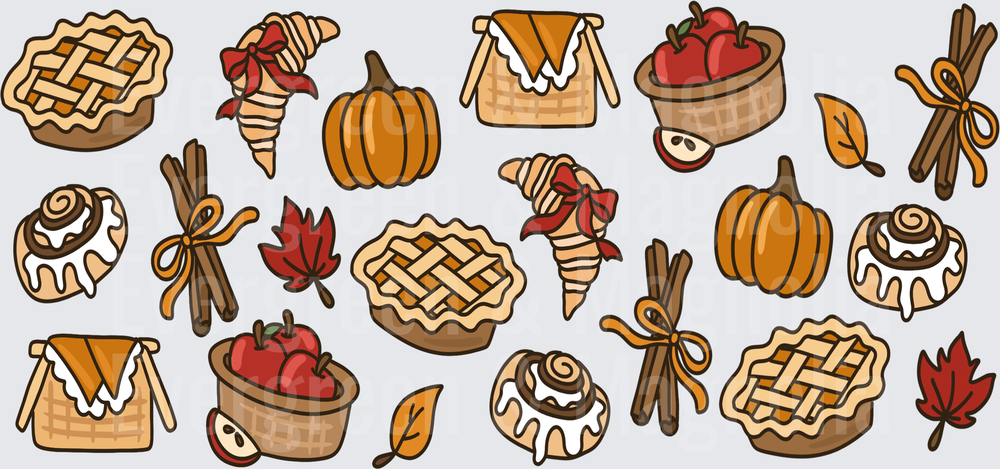 Autumn Harvest Baked Goods Cinnamon Pumpkin Fall Icons