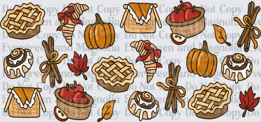 Autumn Harvest Baked Goods Cinnamon Pumpkin Fall Icons