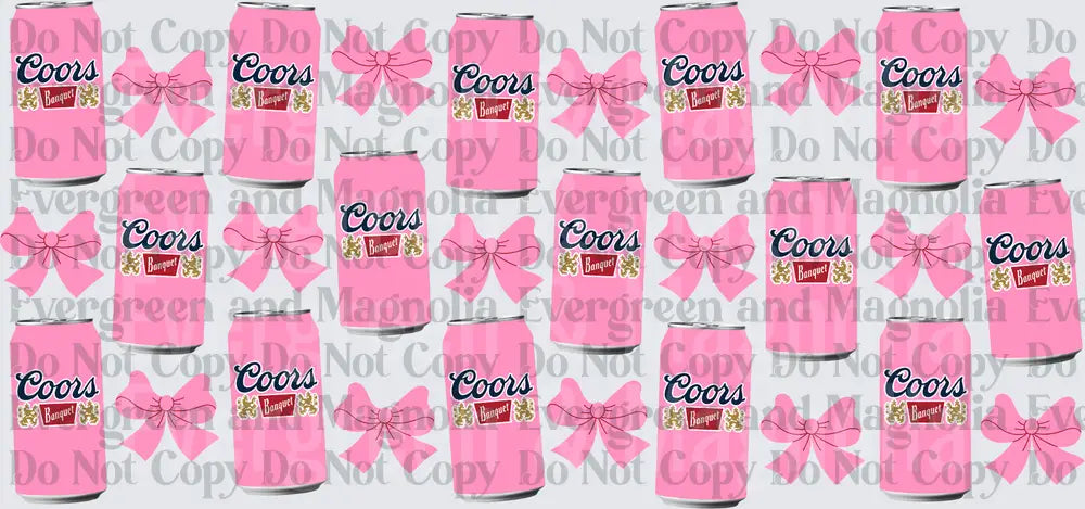 Pink Beer Cans With Coquette Bows Repeat Pattern