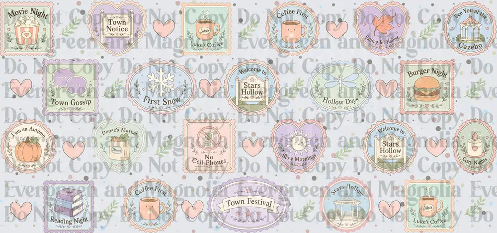 Cozy Small Town Life Pastel Badge Collection