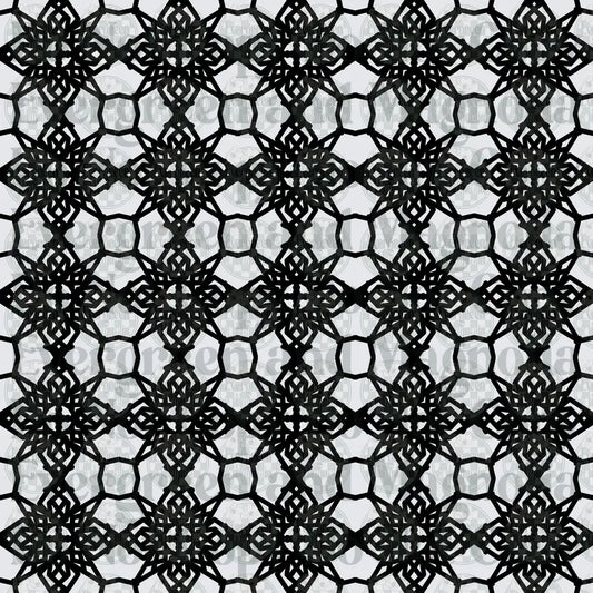 Black and White Celtic Knot Geometric Lattice Pattern