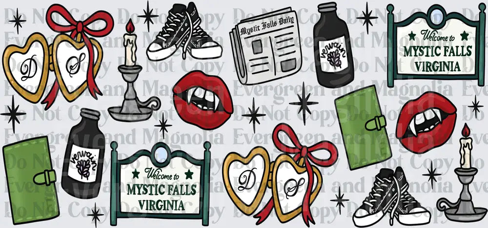 Vampire Town Fan Icon Set Doodle Pattern