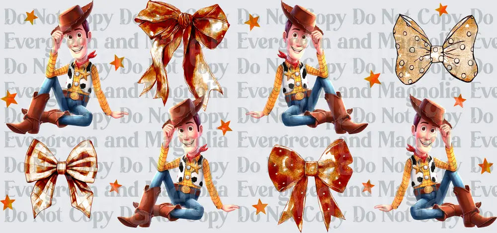 Cowboy Sheriff Toy Character with Bows and Stars Pattern