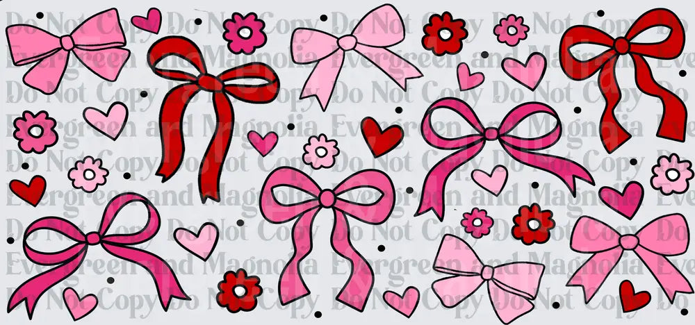 Pink Red Coquette Bows Hearts Floral Pattern
