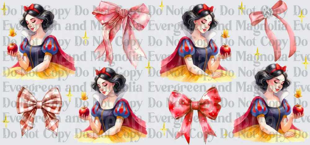 Fairy Tale Princess with Red Apple and Decorative Bows