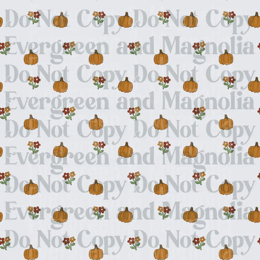 Fall Pumpkin and Wildflower Repeating Pattern