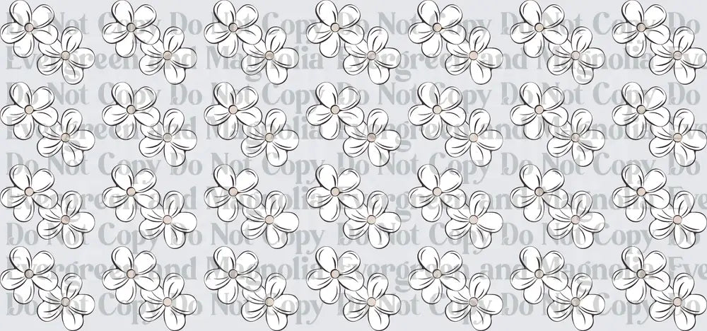 Scattered Daisy Outline Pattern Black White Repeat Floral