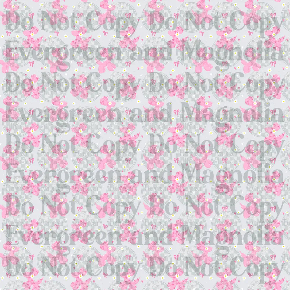 Pink Balloon Animal Dog Pattern with Bows and Hearts