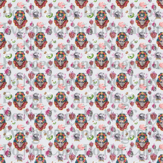Day of the Dead Sugar Skull Woman Floral Pattern