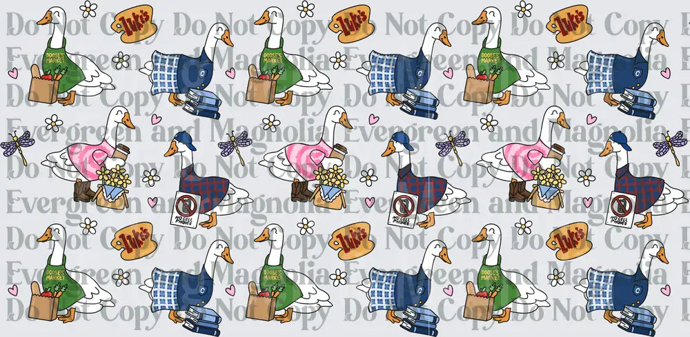 Gilmore Girls Geese Repeat Pattern With Stars Hollow Icons
