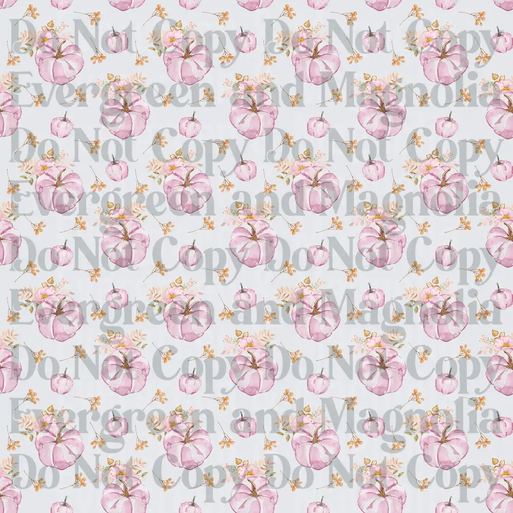 Watercolor Pink Pumpkin Floral Repeat Pattern