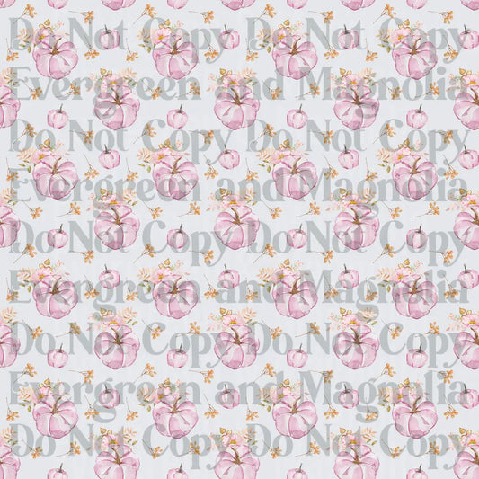 Watercolor Pink Pumpkin Floral Repeat Pattern