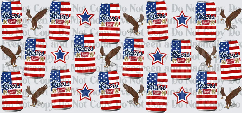 Patriotic Beer Can American Flag Bald Eagle Star Pattern