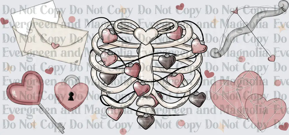 Rib Cage Heart Locket Valentine Love Icons Collage