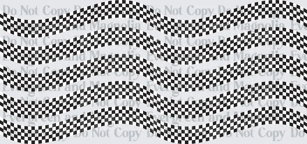 Wavy Black and White Checkered Racing Flag Pattern