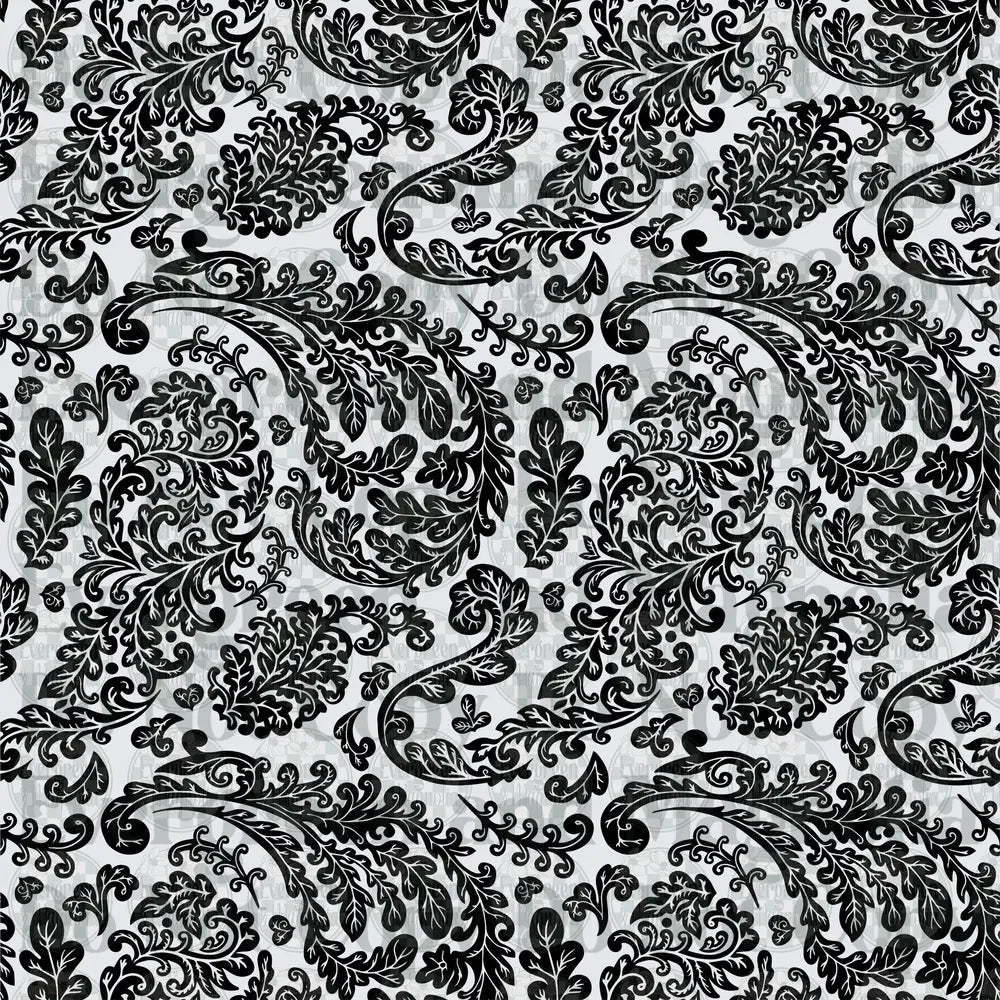 Black and White Paisley Floral Swirl Pattern