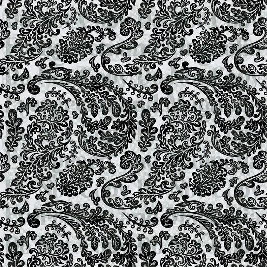 Black and White Paisley Floral Swirl Pattern