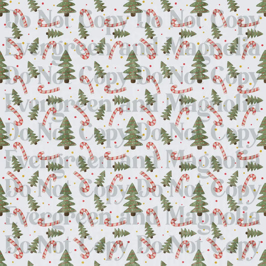 Christmas Trees and Candy Canes Holiday Pattern