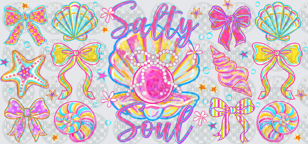 Salty Soul Colorful Seashell Pearl Bows Beach Design