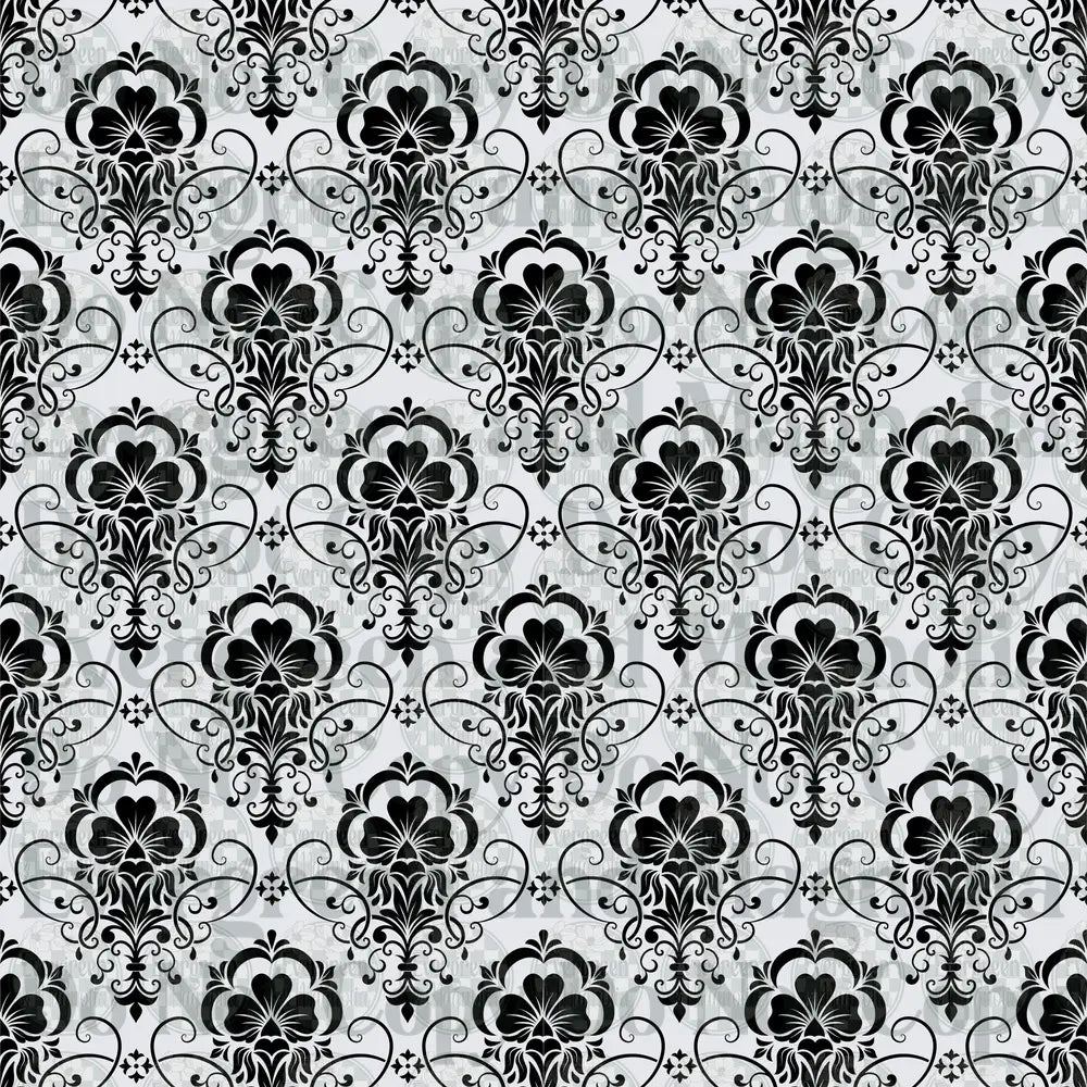 Black and White Classic Damask Floral Repeat Pattern