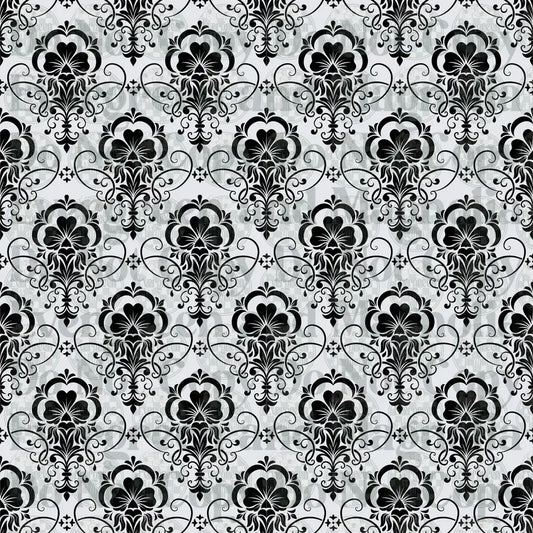 Black and White Classic Damask Floral Repeat Pattern