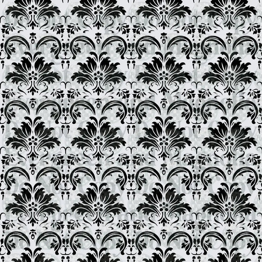 Black and White Classic Damask Floral Repeat Pattern