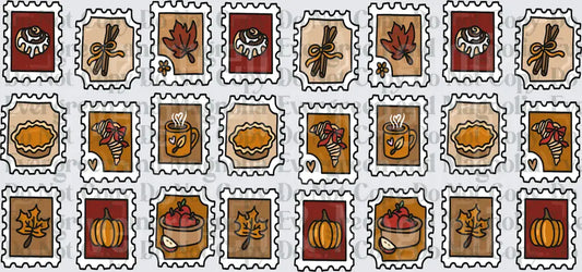 Autumn Postage Stamp Collection Fall Harvest Pumpkin Set