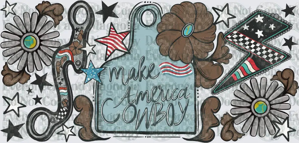 Make America Cowboy Ear Tag Western Patriotic Design