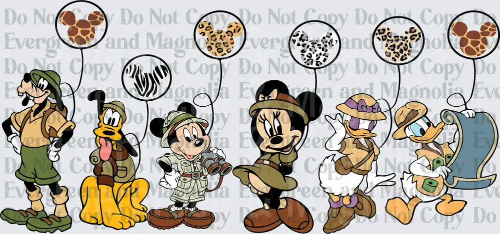 Safari Squad Classic Cartoon Characters Animal Print Icons