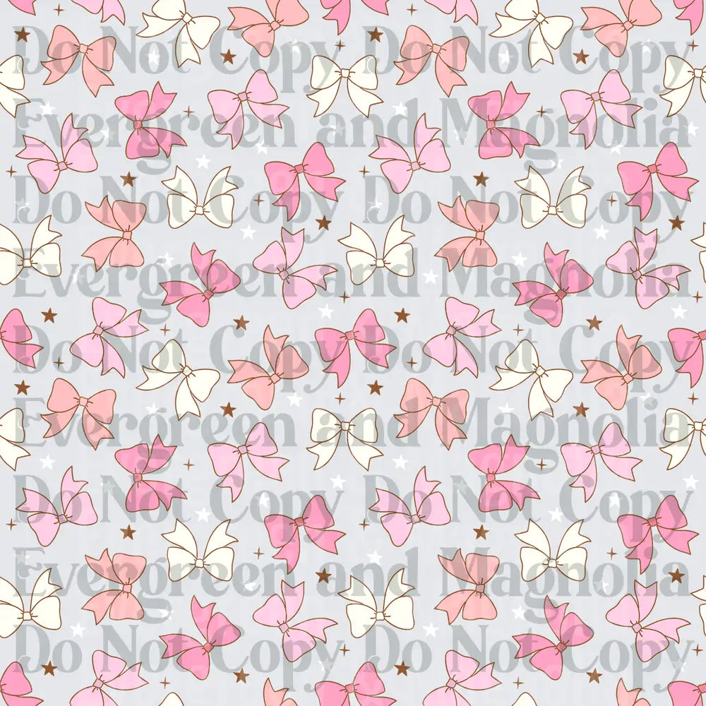 Pink Coquette Bow and Star Scatter Pattern