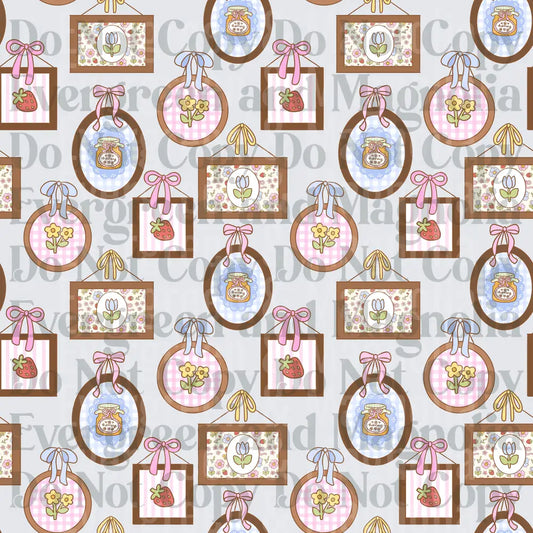 Cottagecore Framed Art Gallery Wall Pattern with Bows