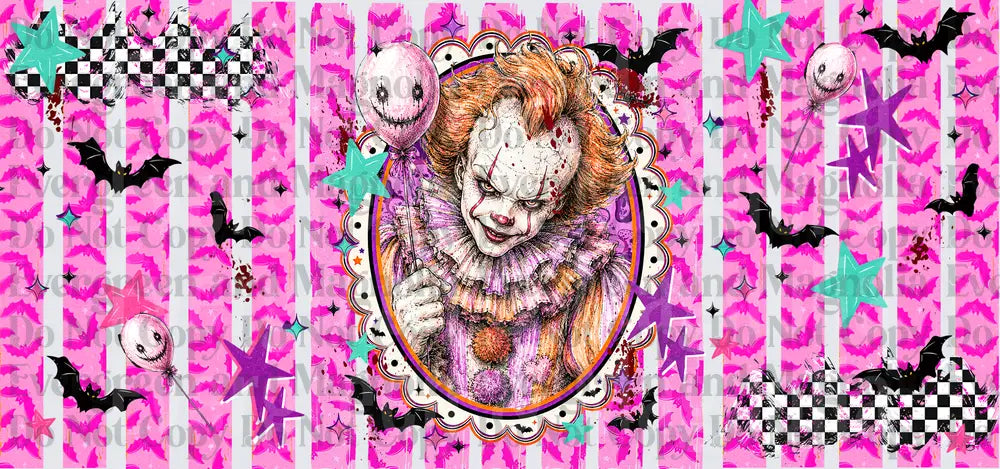 Creepy Clown Pink Bat Star Halloween Horror Wrap Design