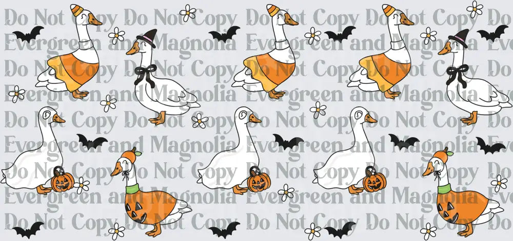 Halloween Geese Pattern Candy Corn Pumpkin Witch Bats